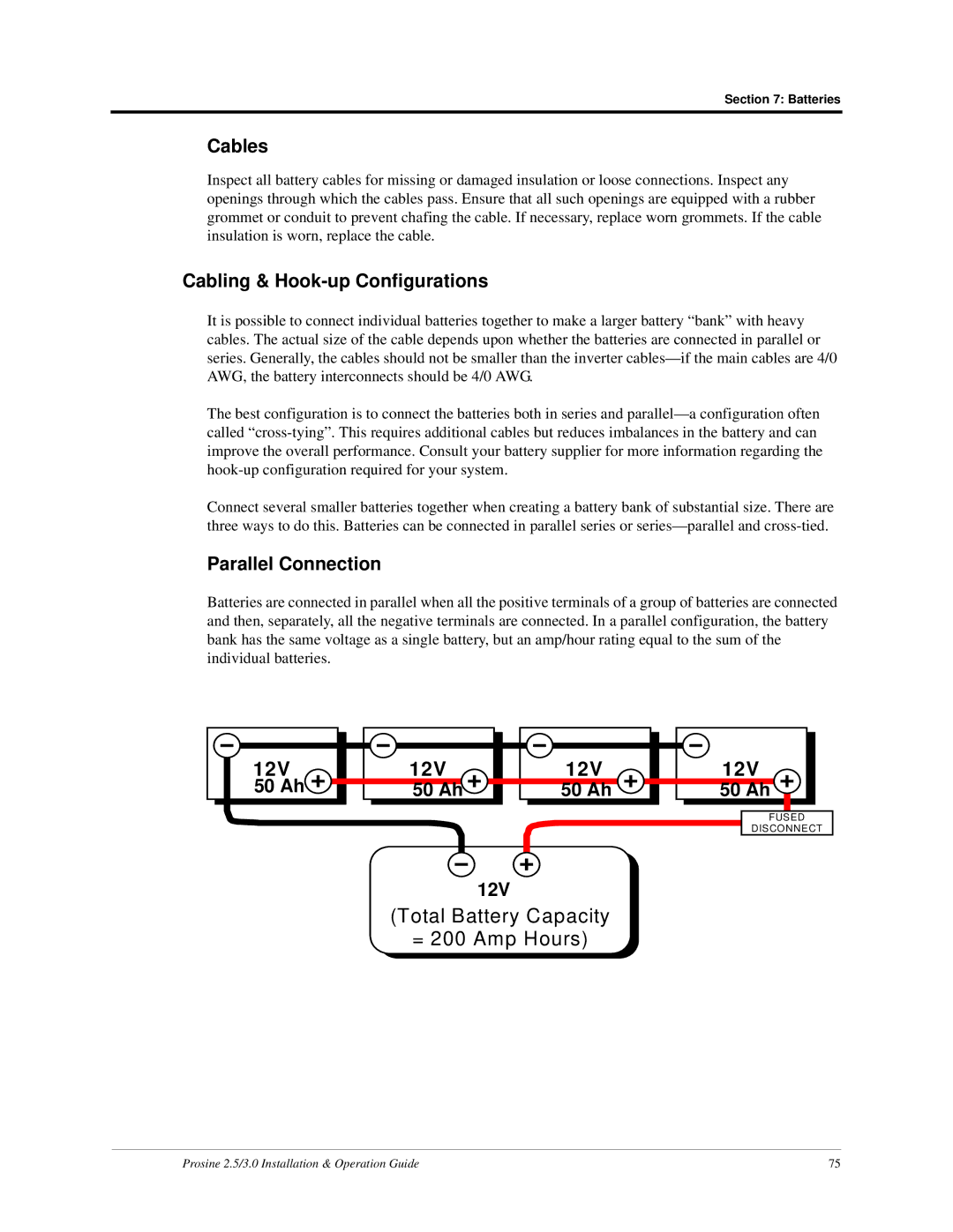 Xantrex Technology PS2.5, PS3.0 Cables, Cabling & Hook-up Configurations, Parallel Connection, 50 Ah 