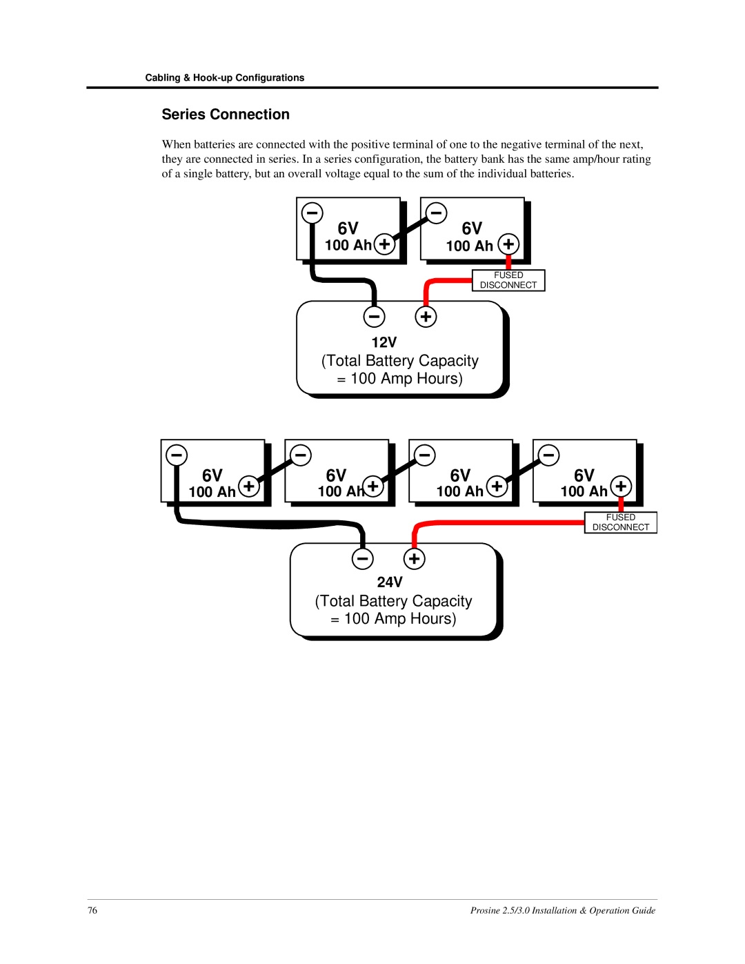 Xantrex Technology PS3.0, PS2.5 installation and operation guide Series Connection, 100 Ah 