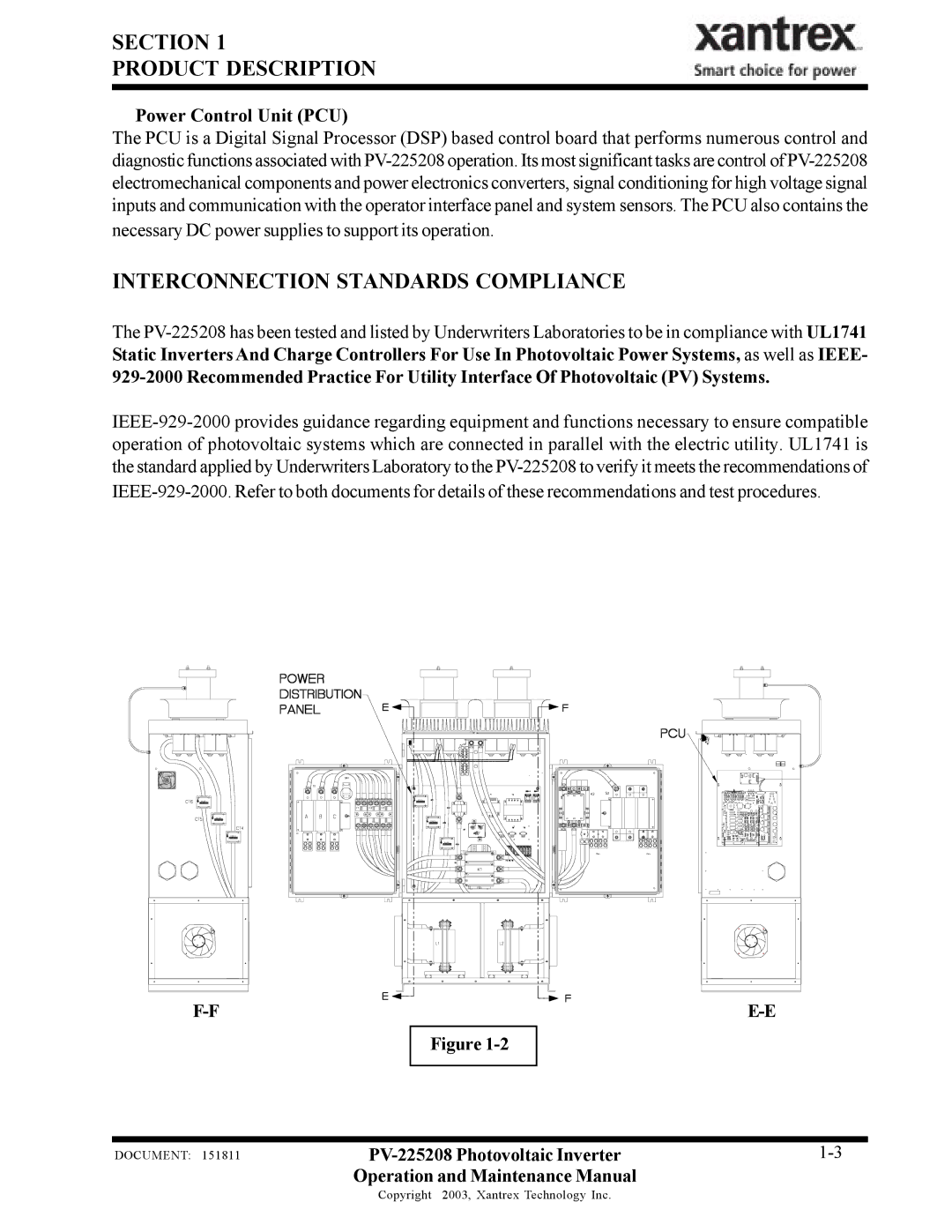 Xantrex Technology PV-225208 important safety instructions Interconnection Standards Compliance, Power Control Unit PCU 