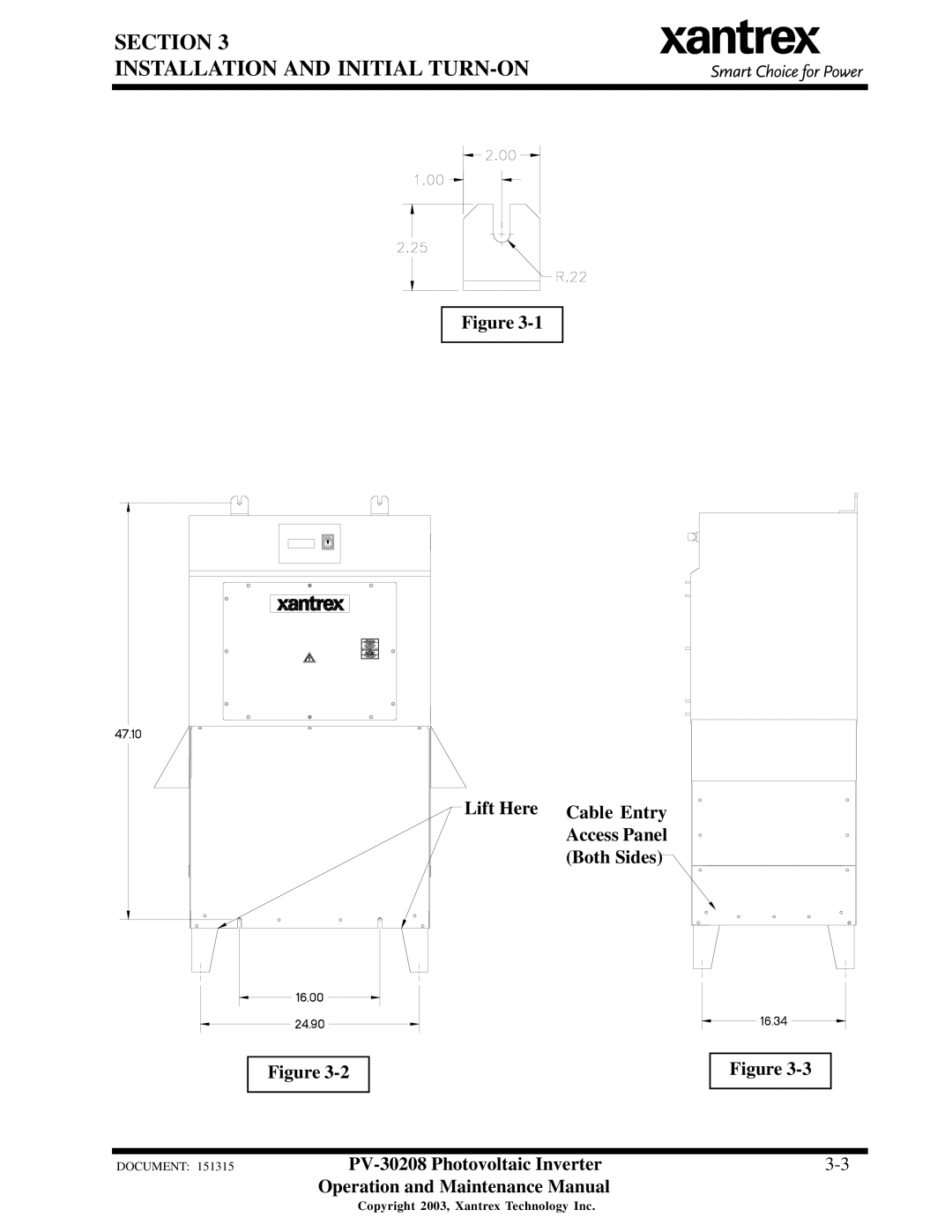 Xantrex Technology PV-30208 important safety instructions Section Installation and Initial TURN-ON 