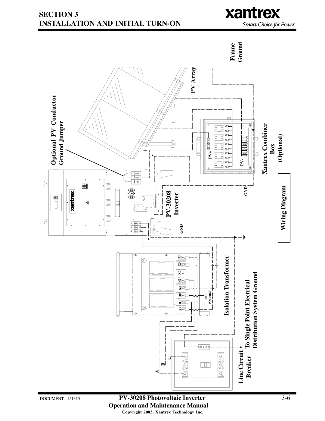 Xantrex Technology Frame Optional PV Conductor PV Array Ground Jumper, PV-30208 Inverter, Wiring Diagram Optional Box 