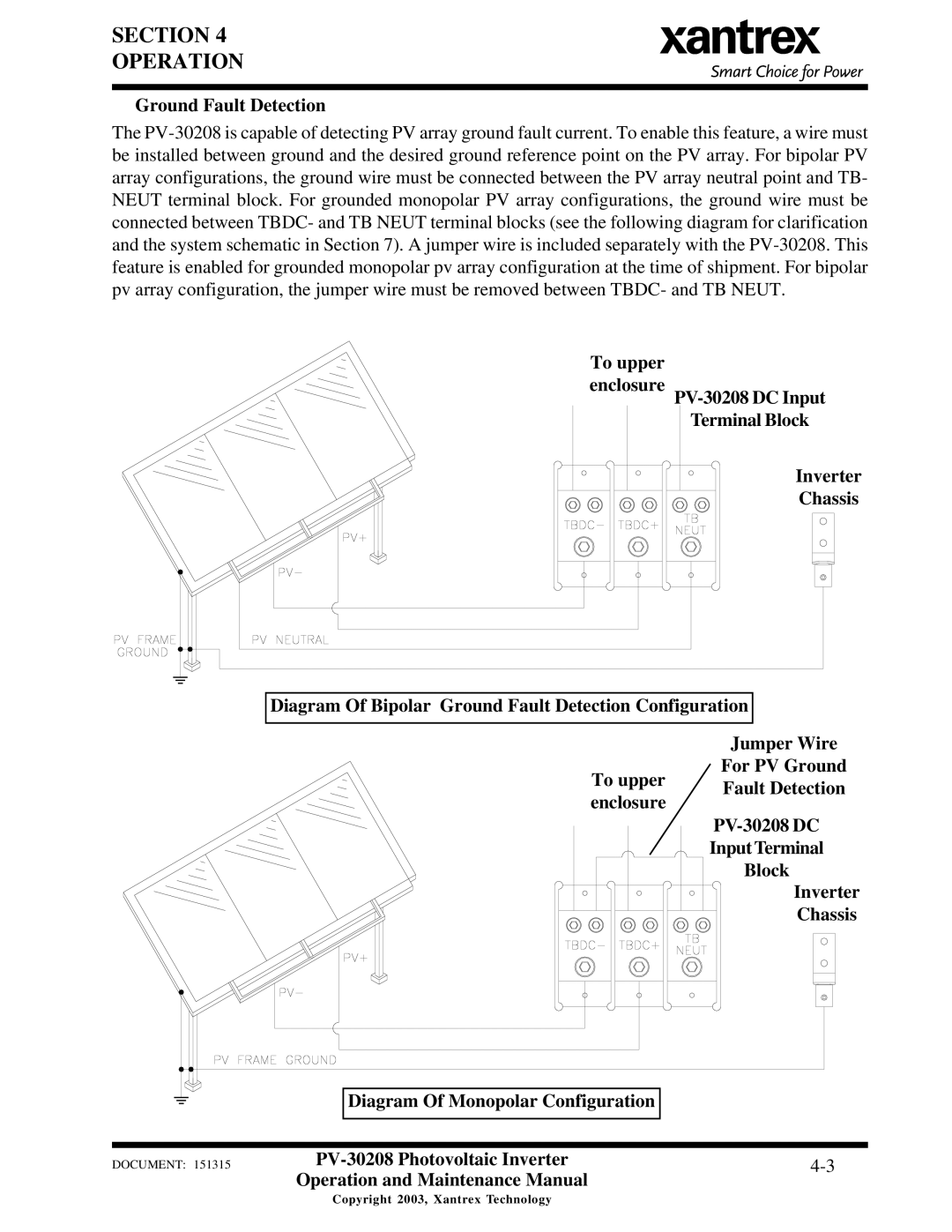 Xantrex Technology PV-30208 important safety instructions Section Operation, Block, Diagram Of Monopolar Configuration 