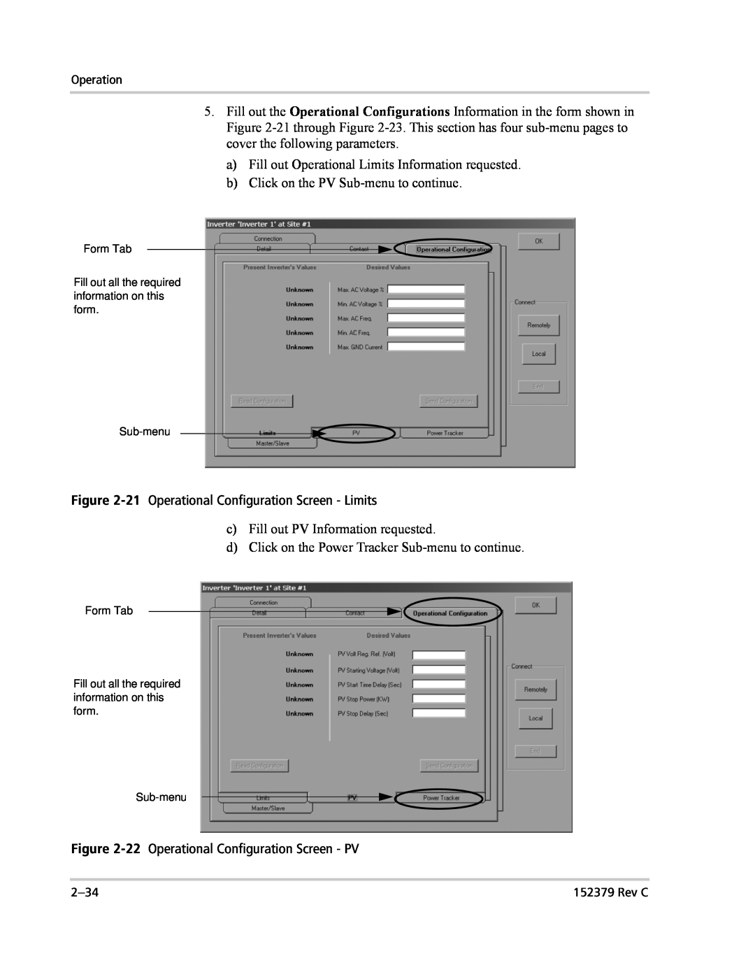 Xantrex Technology PV100S-208 manual a Fill out Operational Limits Information requested 