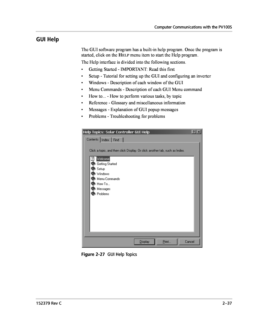 Xantrex Technology PV100S-208 manual GUI Help 