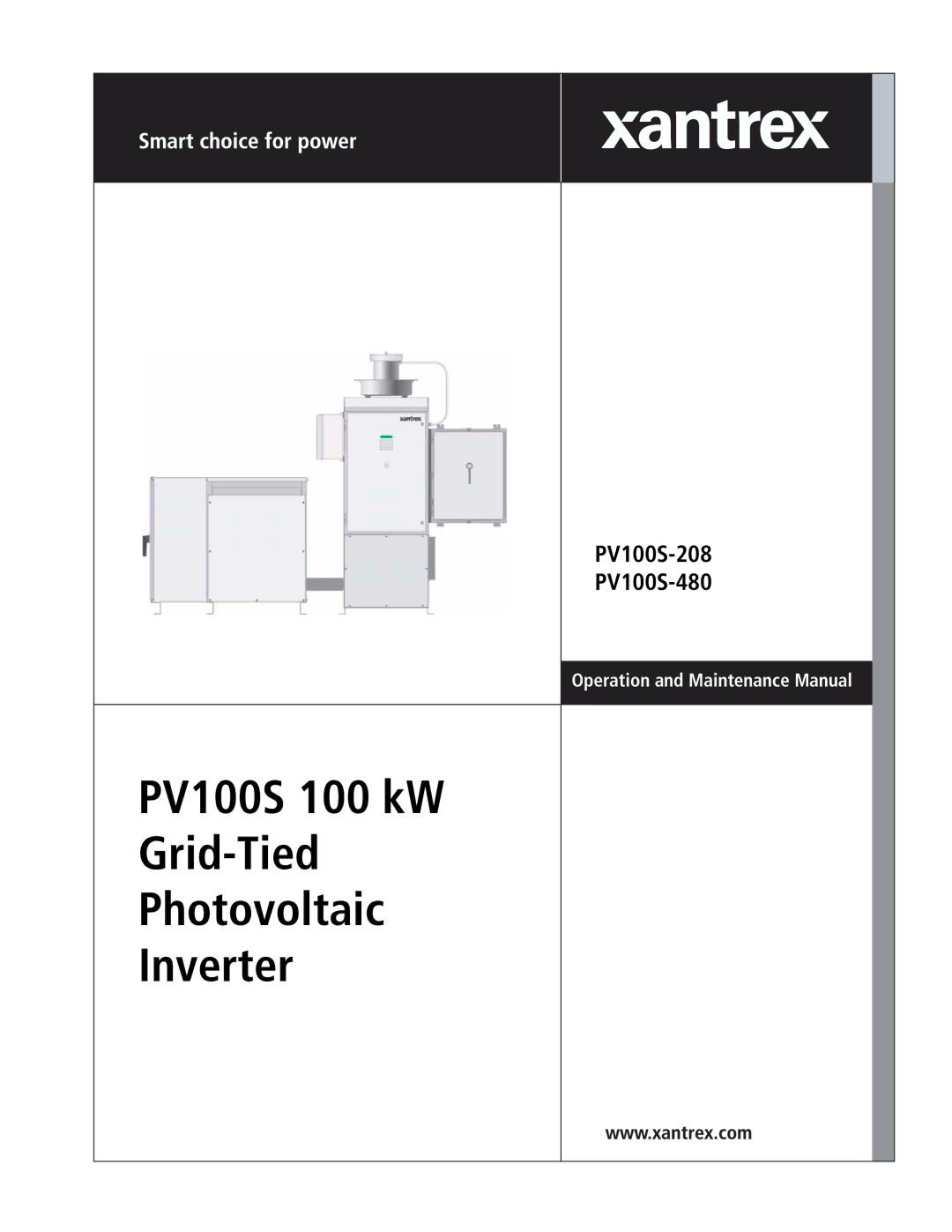 Xantrex Technology PV100S-208 manual PV100S 100 kW Grid-Tied Photovoltaic Inverter 