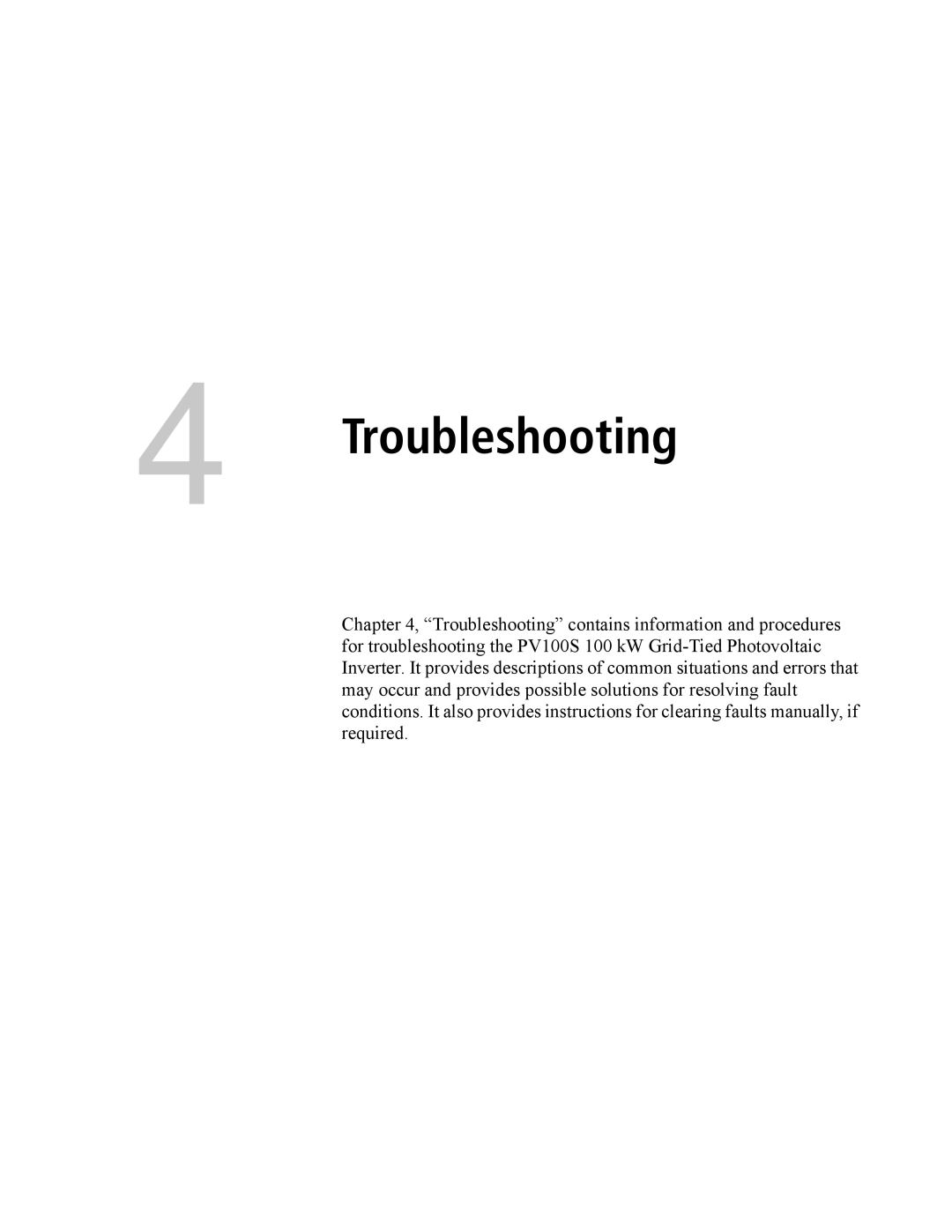 Xantrex Technology PV100S-208 manual Troubleshooting 