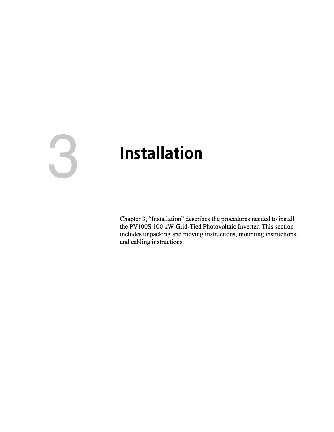 Xantrex Technology PV100S-480 installation manual Installation 