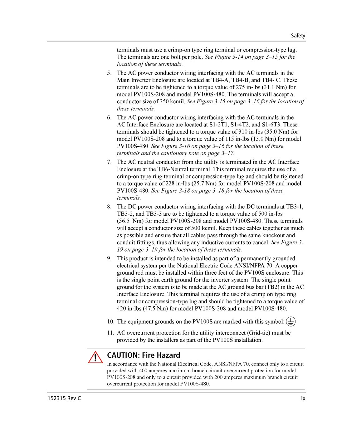 Xantrex Technology PV100S-480 installation manual Safety 