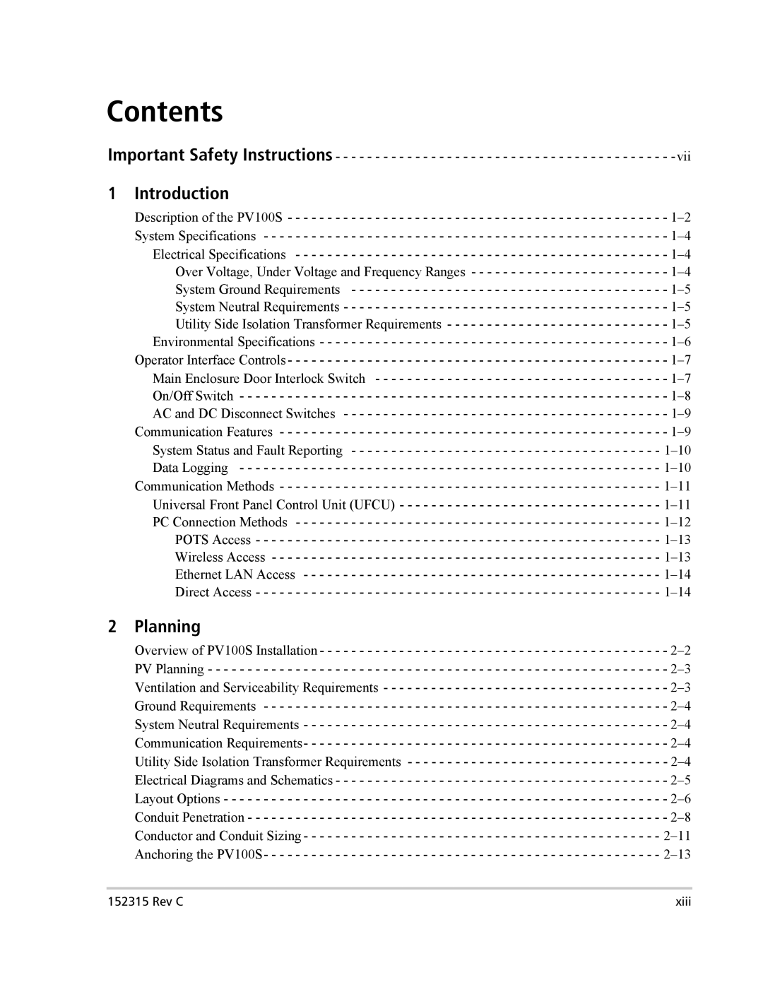 Xantrex Technology PV100S-480 installation manual Contents 