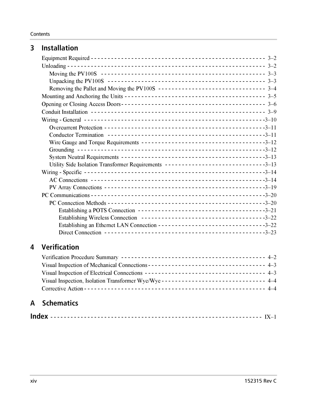 Xantrex Technology PV100S-480 installation manual Installation, Verification, Schematics 