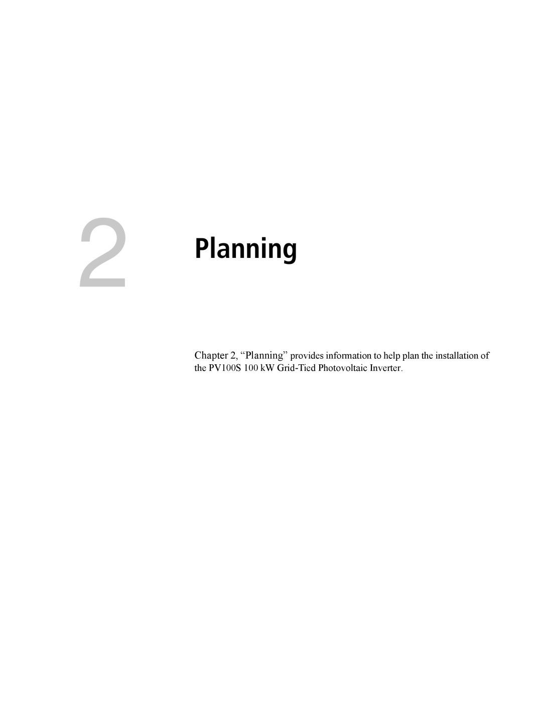 Xantrex Technology PV100S-480 installation manual Planning 