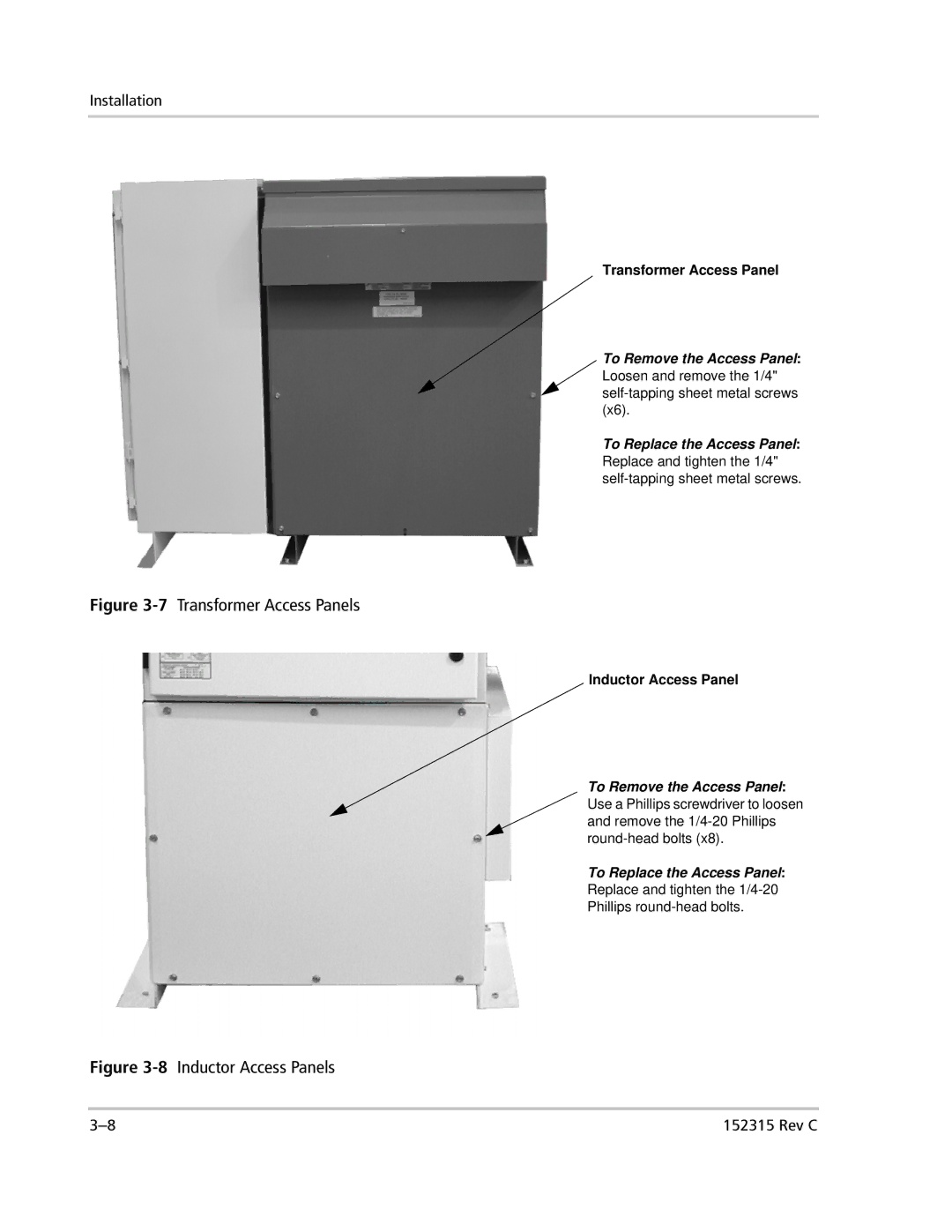 Xantrex Technology PV100S-480 installation manual 7Transformer Access Panels 