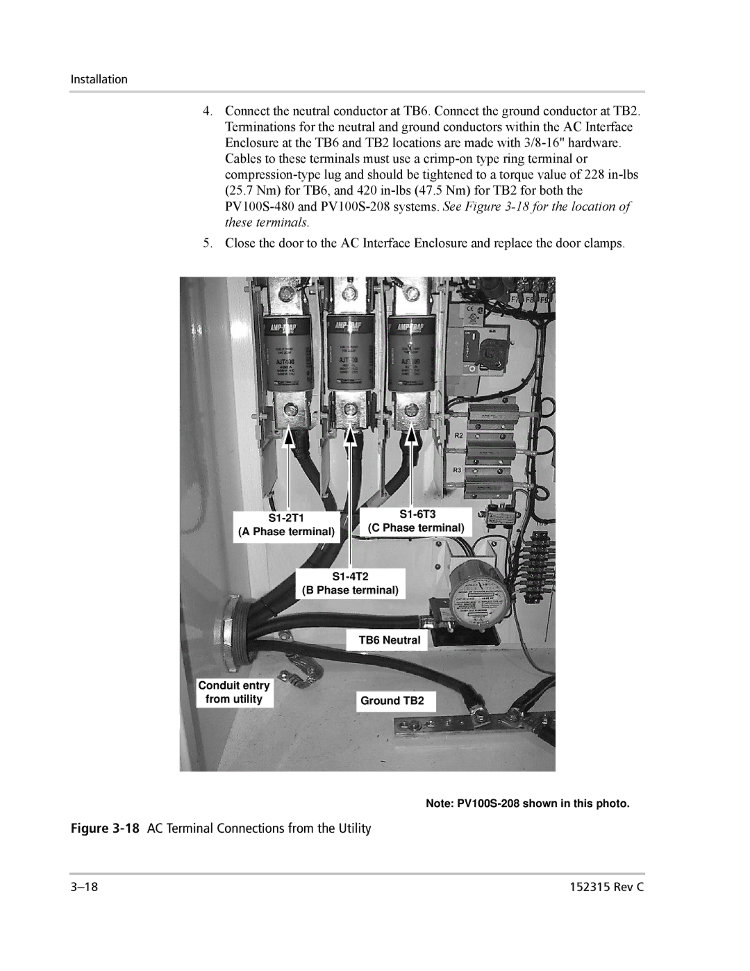 Xantrex Technology PV100S-480 installation manual 18AC Terminal Connections from the Utility 