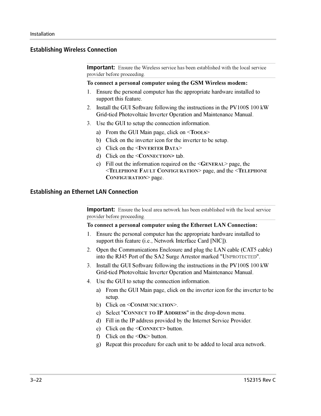 Xantrex Technology PV100S-480 installation manual Establishing Wireless Connection 