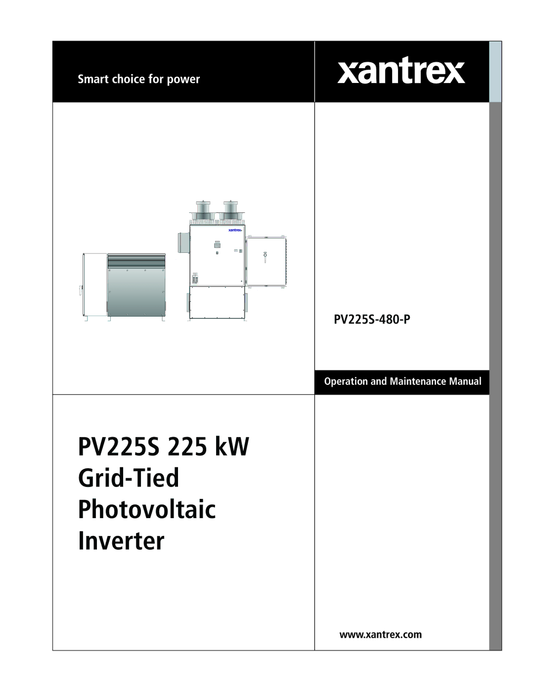 Xantrex Technology PV225S-480-P manual PV225S 225 kW Grid-Tied Photovoltaic Inverter 