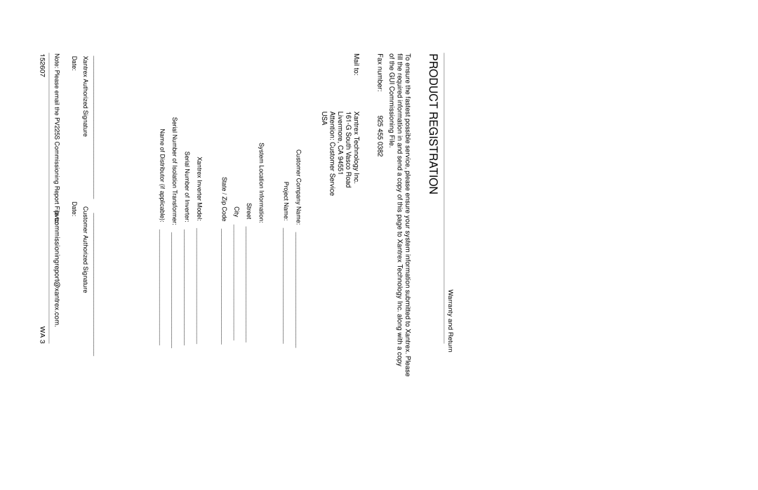 Xantrex Technology PV225S-480-P manual Product Registration 