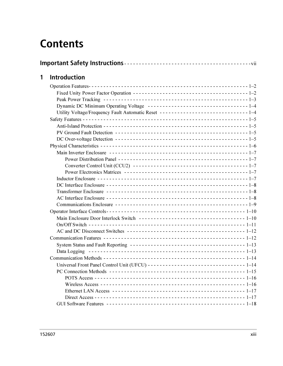 Xantrex Technology PV225S-480-P manual Contents 