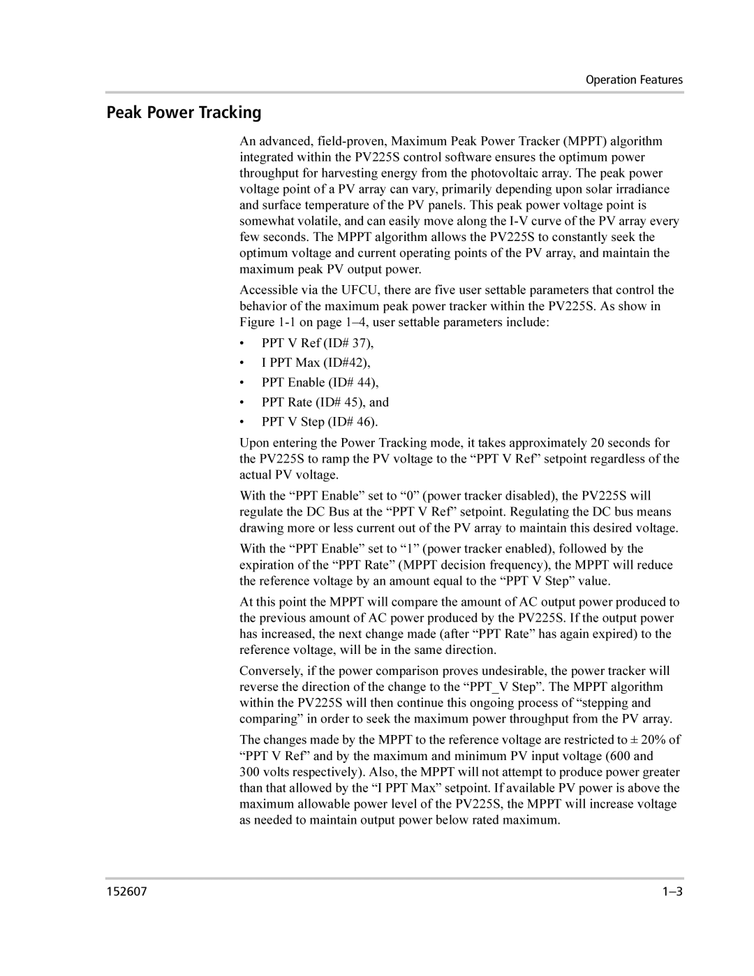 Xantrex Technology PV225S-480-P manual Peak Power Tracking 