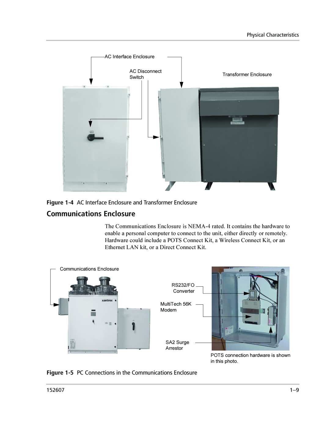 Xantrex Technology PV225S-480-P manual Communications Enclosure, 4AC Interface Enclosure and Transformer Enclosure 