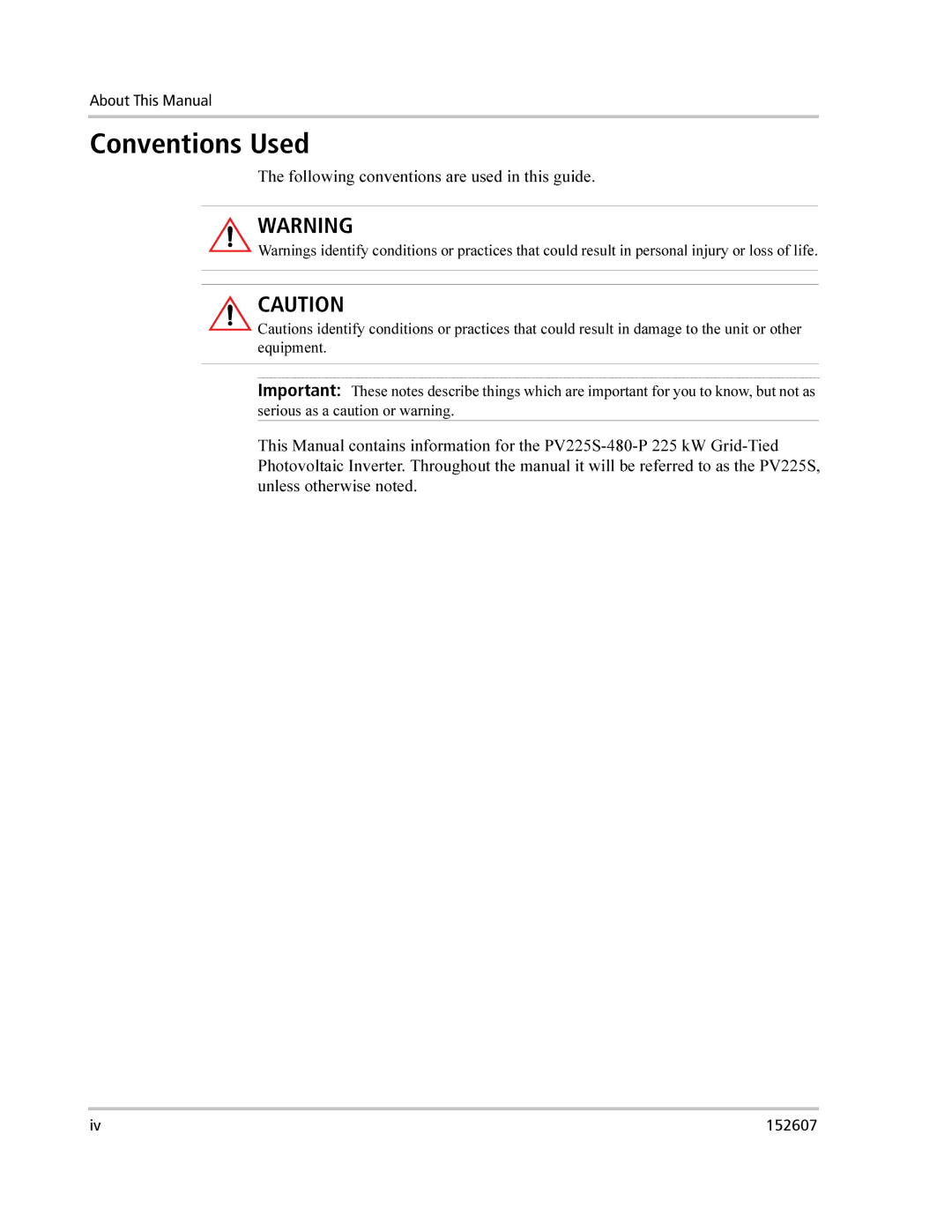 Xantrex Technology PV225S-480-P manual Conventions Used, Following conventions are used in this guide 