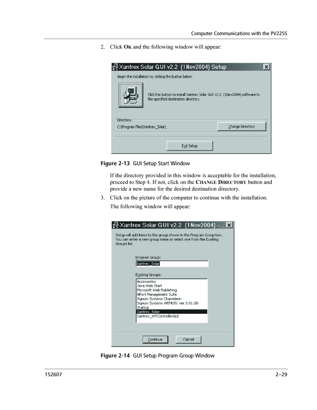 Xantrex Technology PV225S-480-P manual 13GUI Setup Start Window 