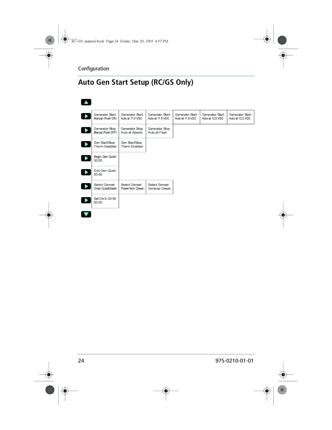 Xantrex Technology RC7 owner manual Auto Gen Start Setup RC/GS Only 