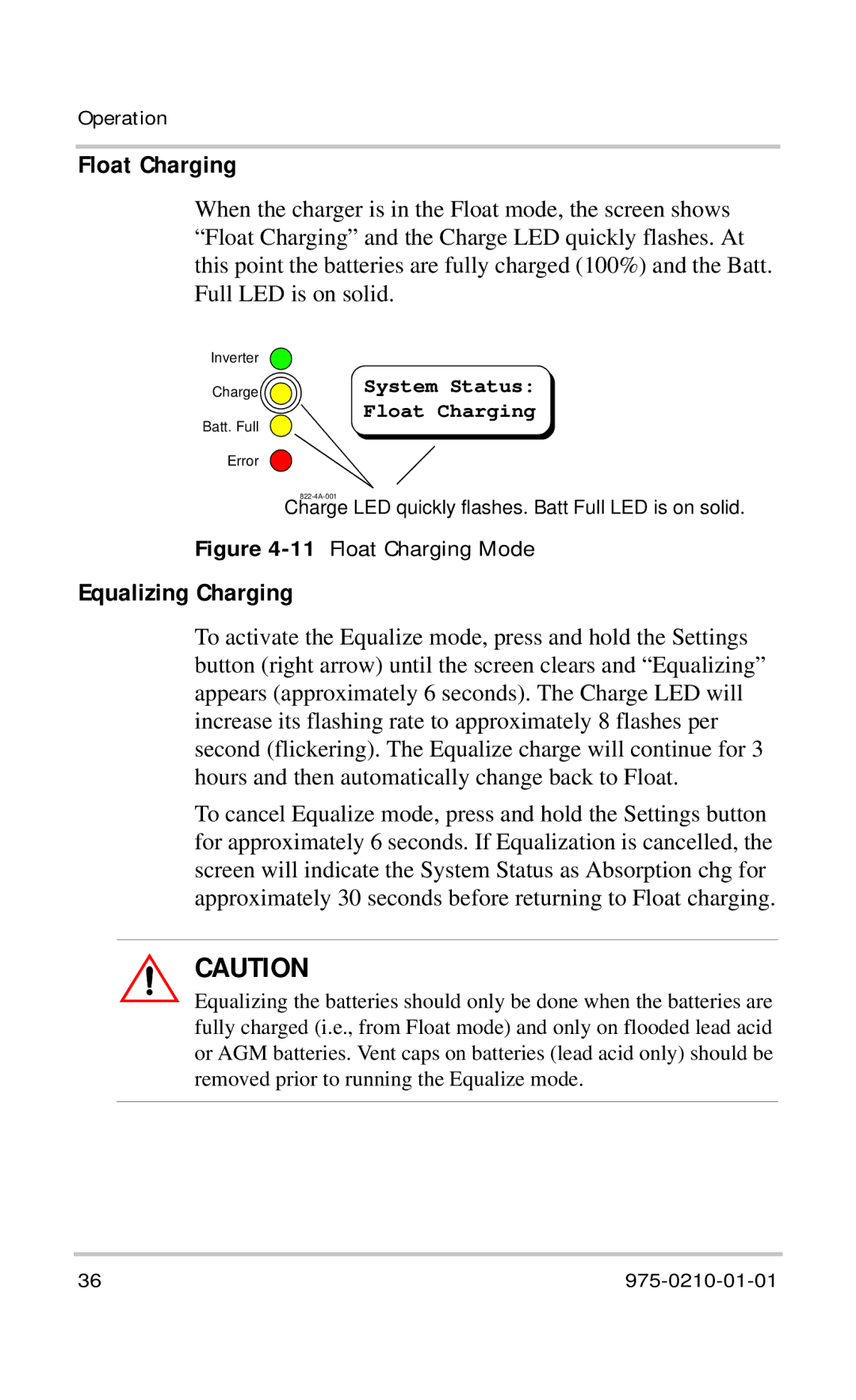 Xantrex Technology RC/GS RC7 owner manual Float Charging, Equalizing Charging 