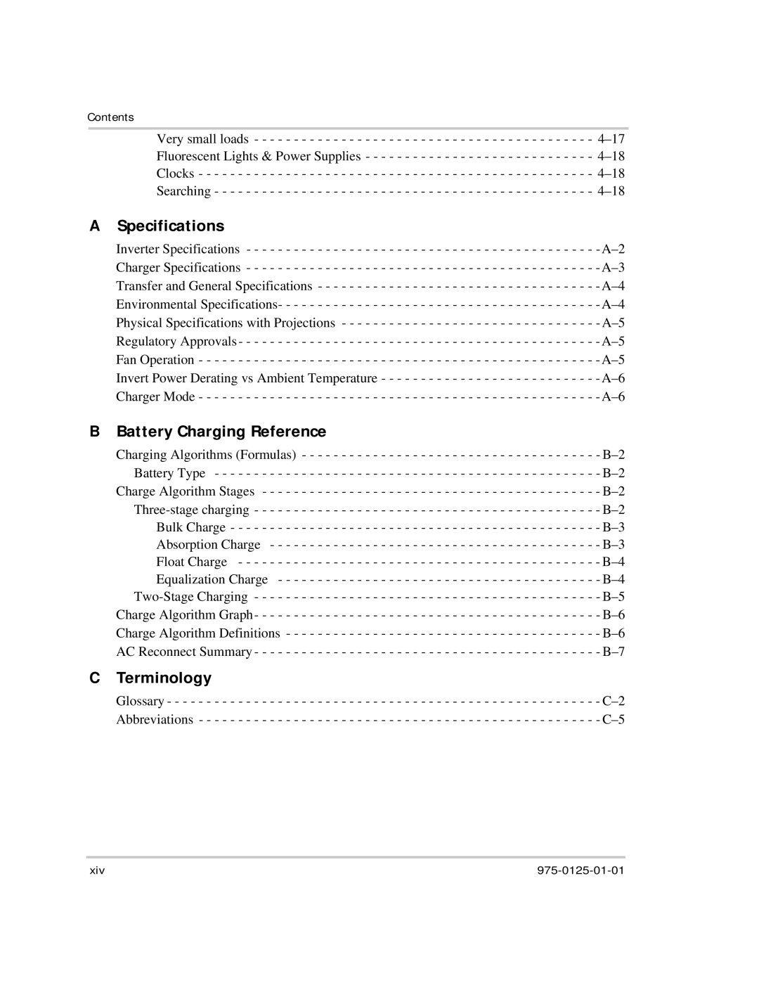 Xantrex Technology RS2000 manual Specifications, Battery Charging Reference, Terminology 