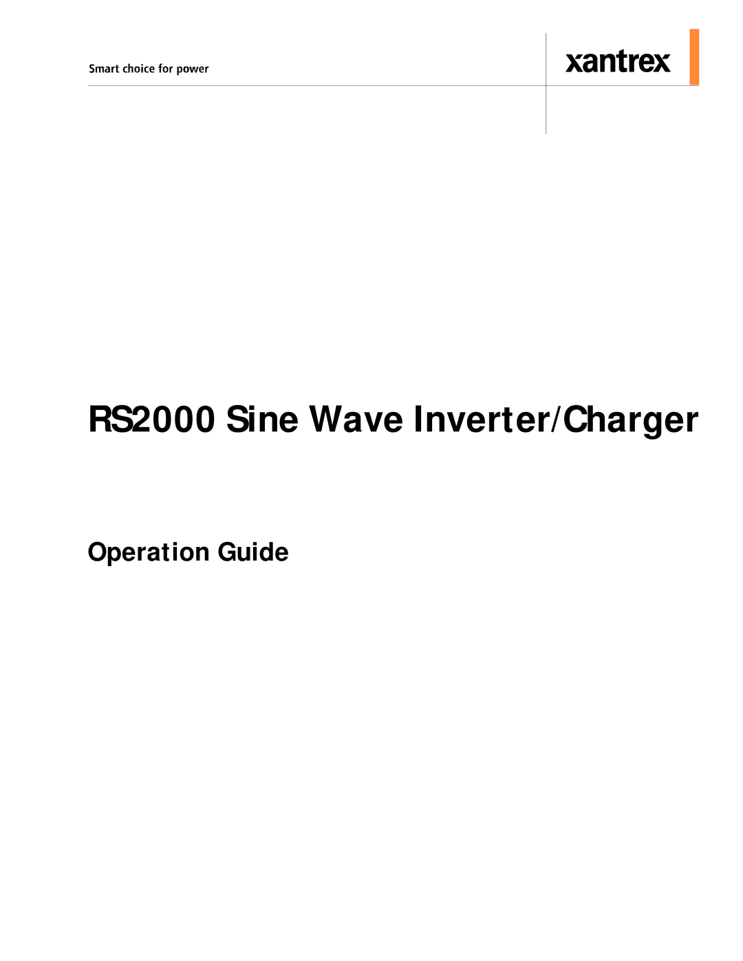 Xantrex Technology manual RS2000 Sine Wave Inverter/Charger 