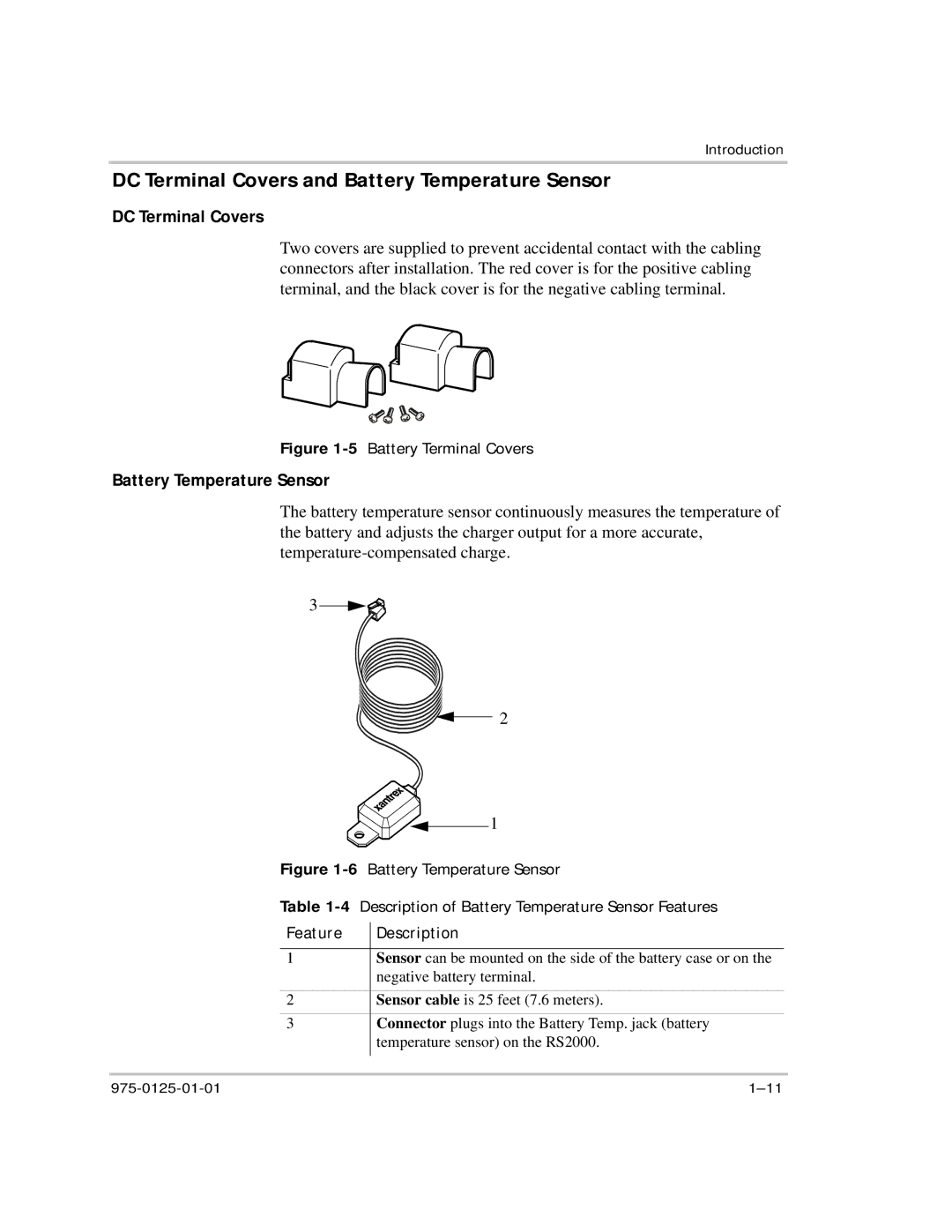 Xantrex Technology RS2000 manual DC Terminal Covers and Battery Temperature Sensor 