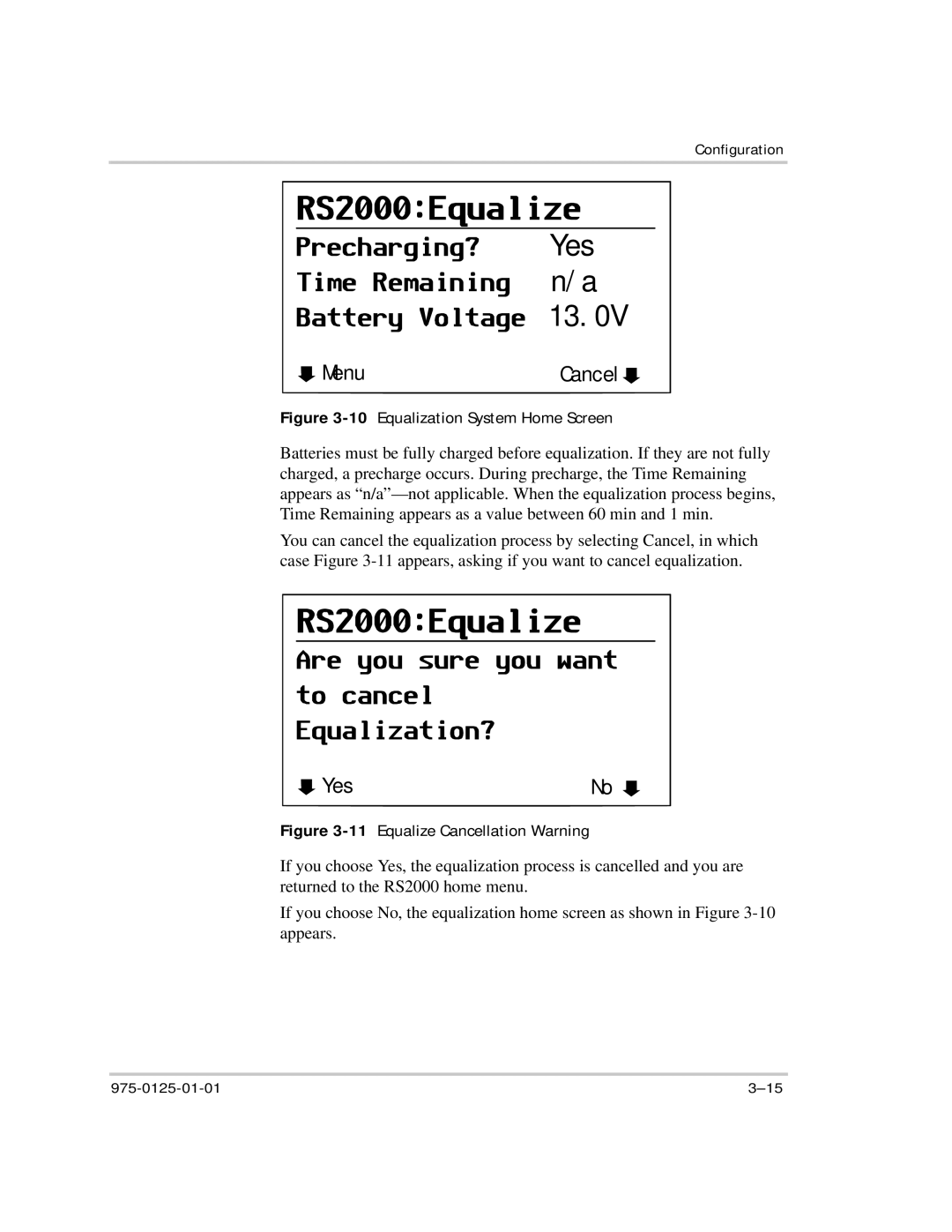 Xantrex Technology RS2000 manual 10Equalization System Home Screen 