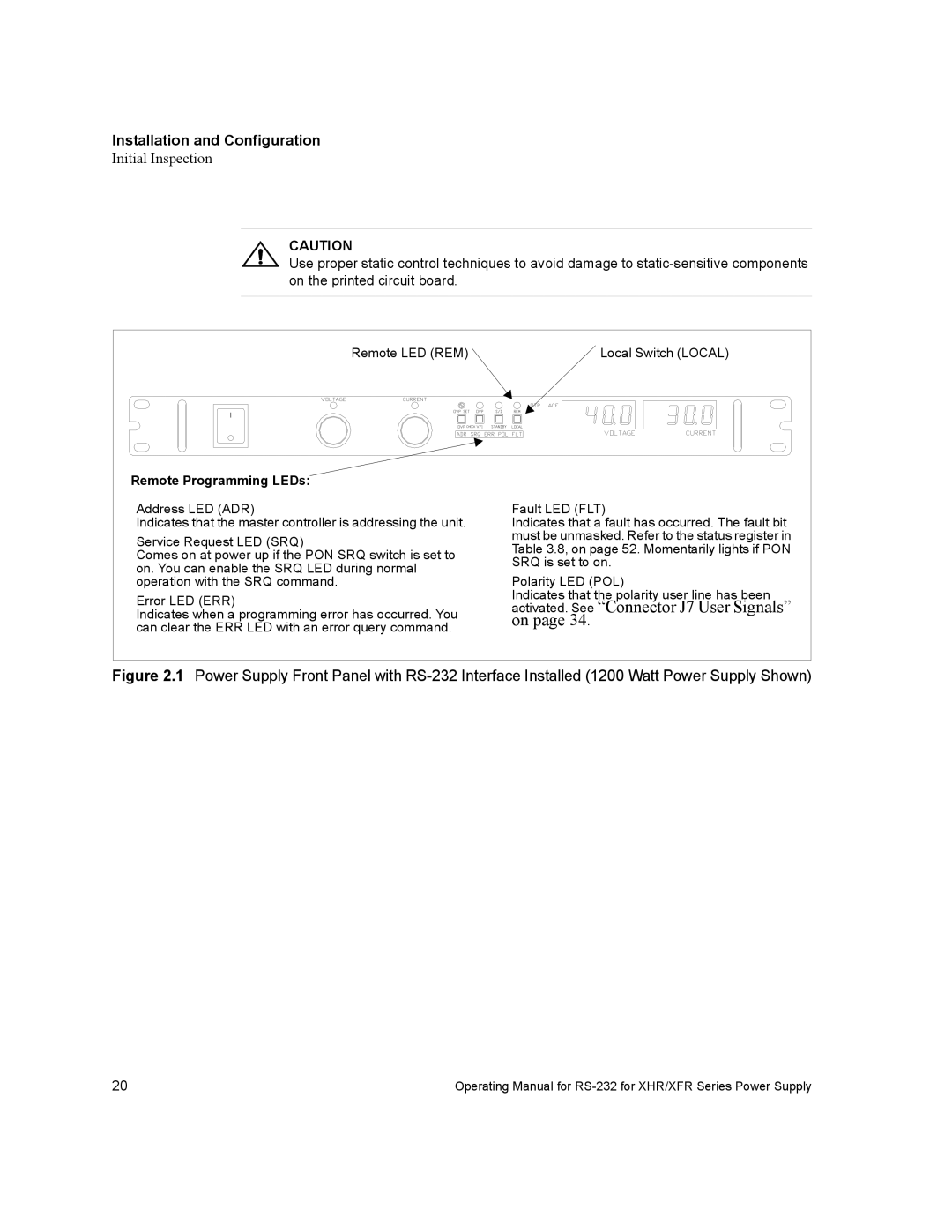 Xantrex Technology RS232-XHR manual Installation and Configuration, Initial Inspection 