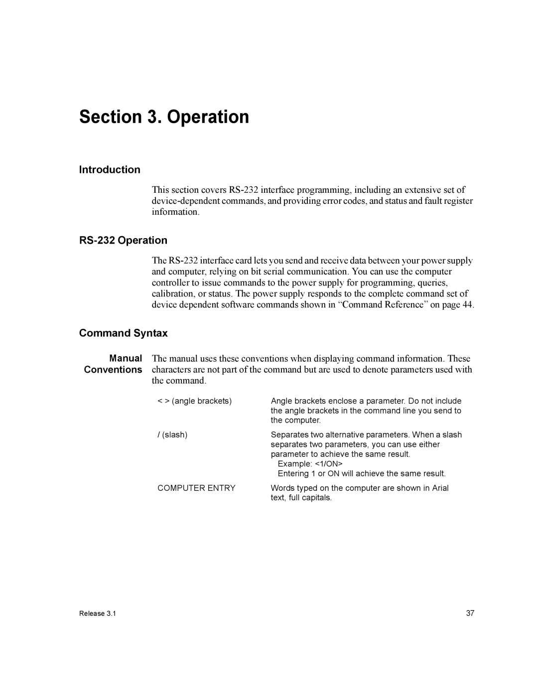 Xantrex Technology RS232-XHR manual RS-232 Operation, Command Syntax 