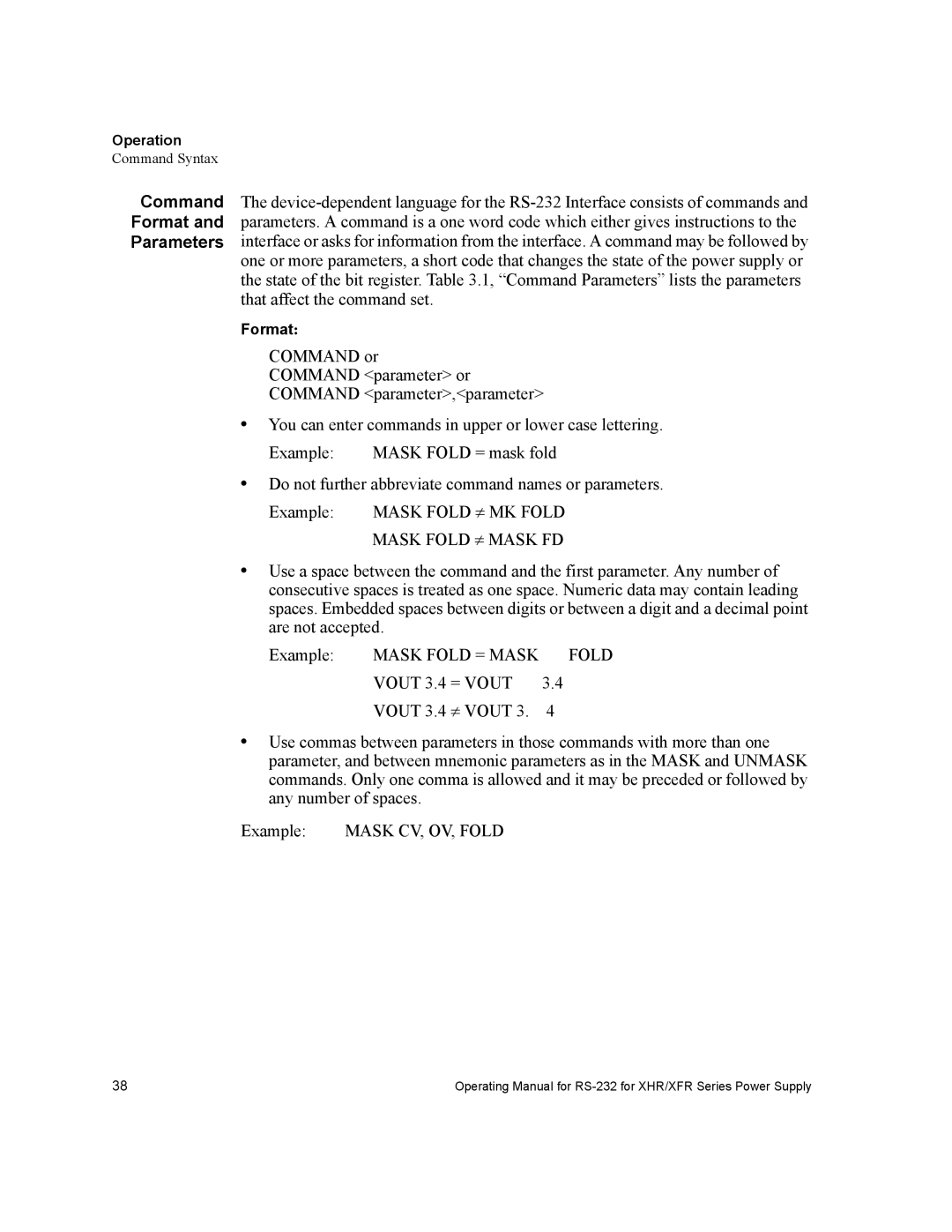 Xantrex Technology RS232-XHR manual Operation, Format 