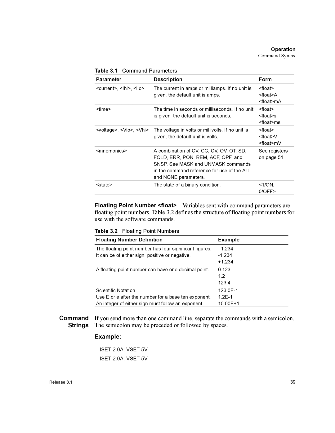 Xantrex Technology RS232-XHR manual Parameter Description Form, Floating Number Definition Example 