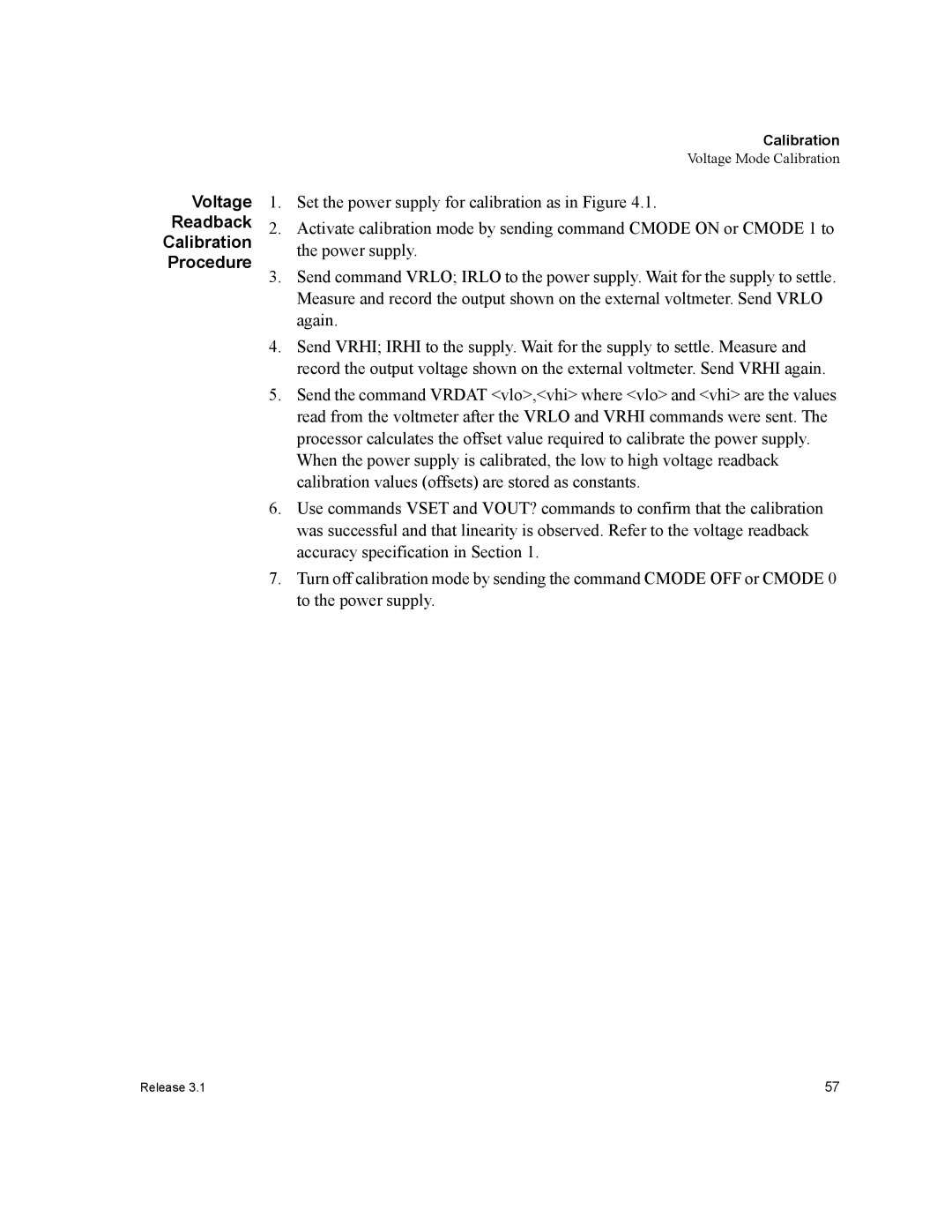 Xantrex Technology RS232-XHR manual Voltage Readback Calibration Procedure 