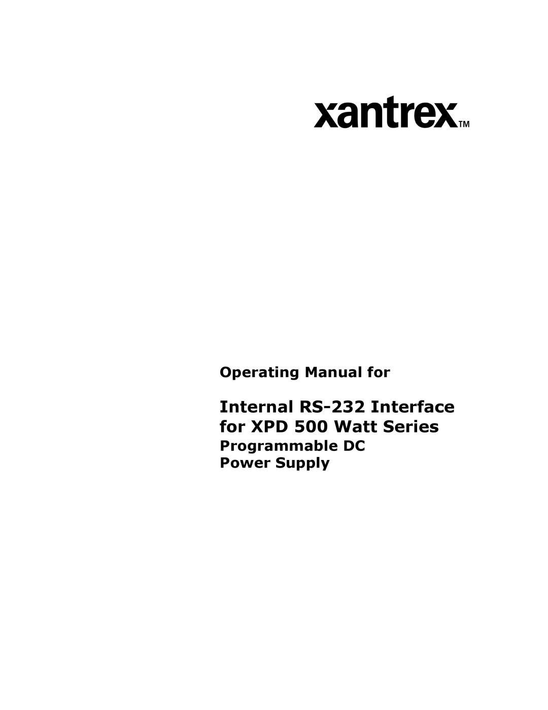 Xantrex Technology RS232-XPD manual Internal RS-232 Interface for XPD 500 Watt Series 