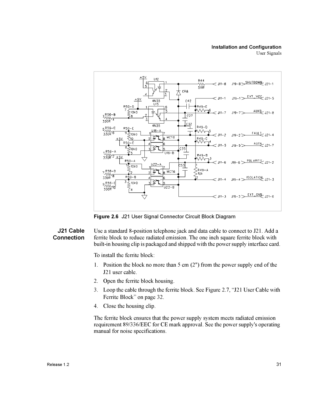 Xantrex Technology RS232-XPD manual J21 User Signal Connector Circuit Block Diagram 