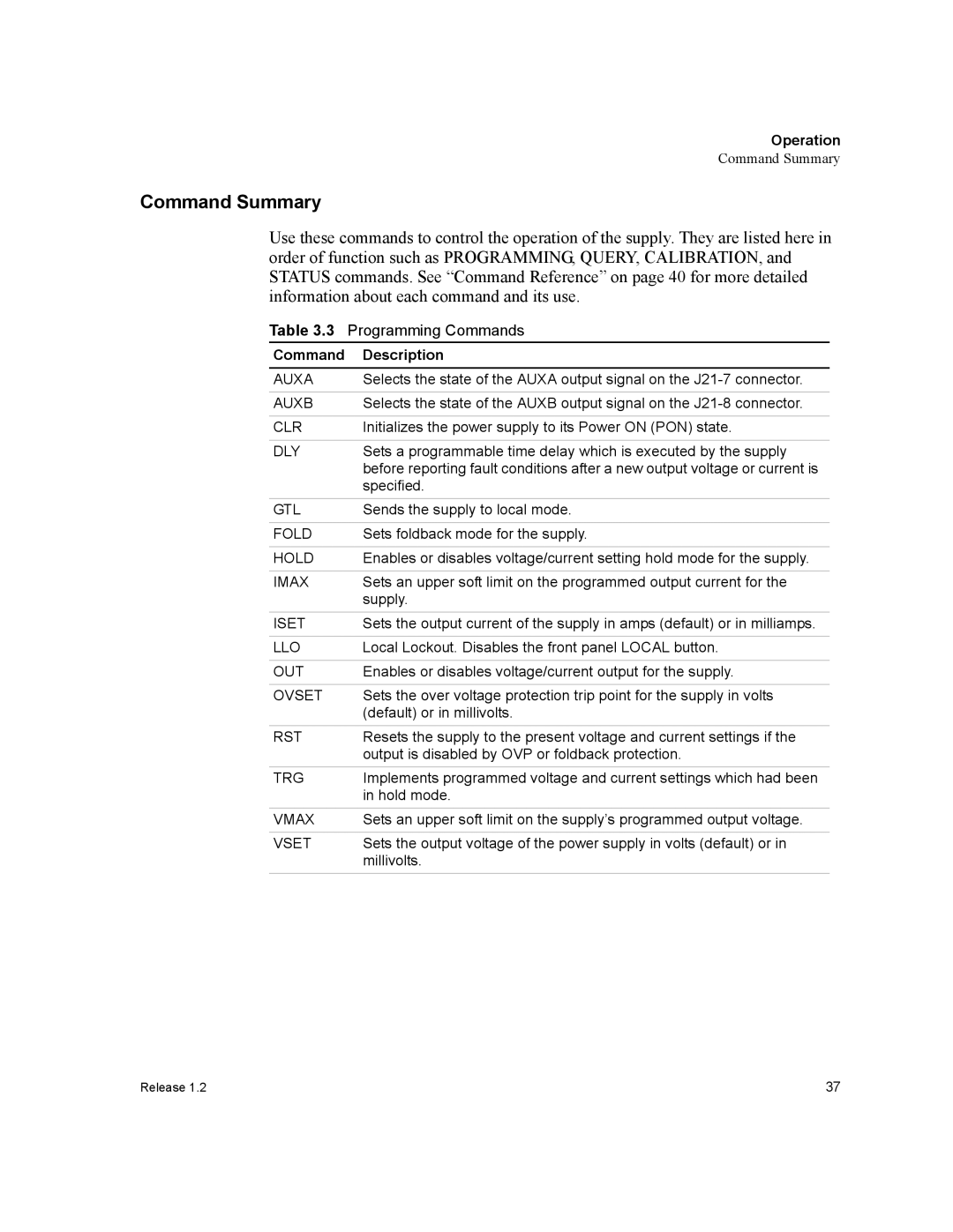 Xantrex Technology RS232-XPD manual Command Summary, Command Description 