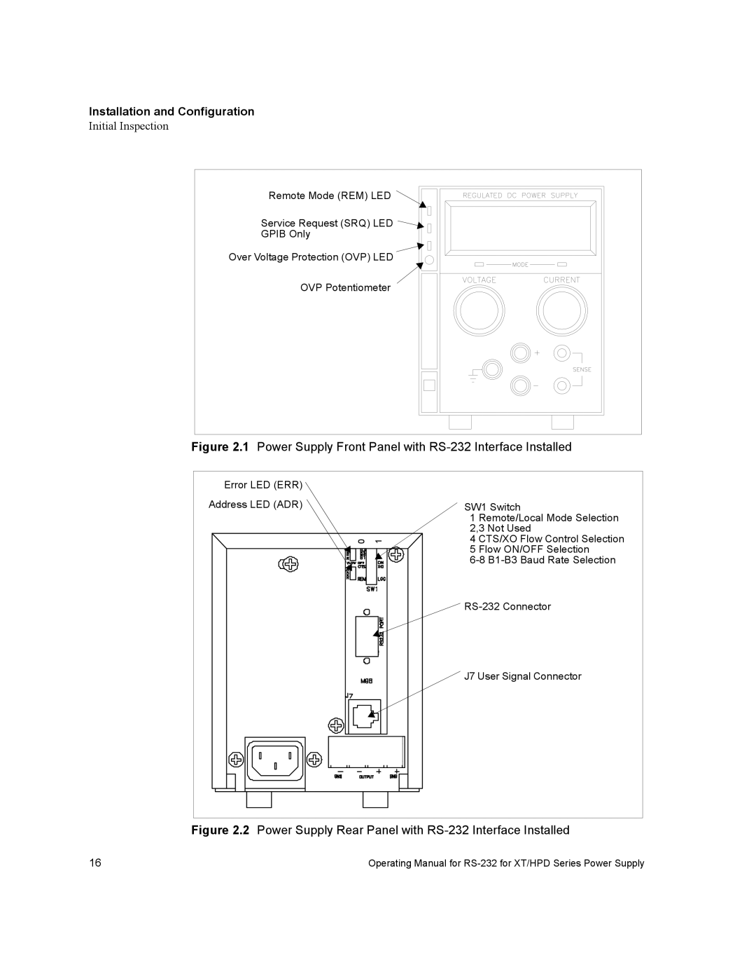 Xantrex Technology RS232-XT, RS232-HPD manual Power Supply Front Panel with RS-232 Interface Installed 