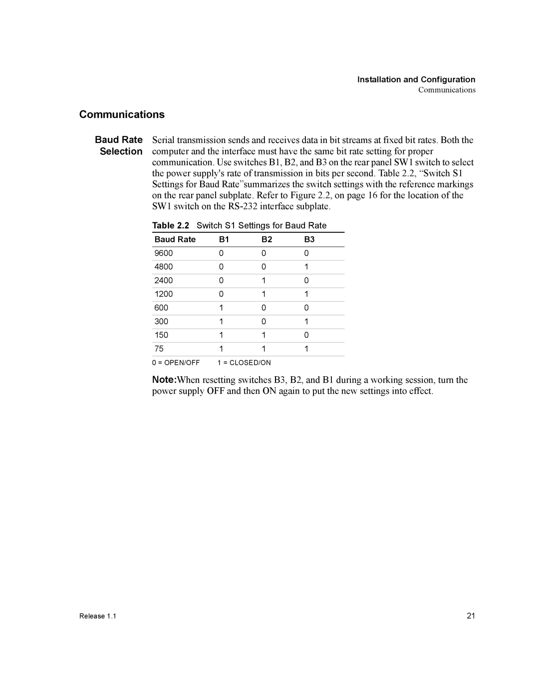 Xantrex Technology RS232-HPD, RS232-XT manual Communications, Baud Rate 