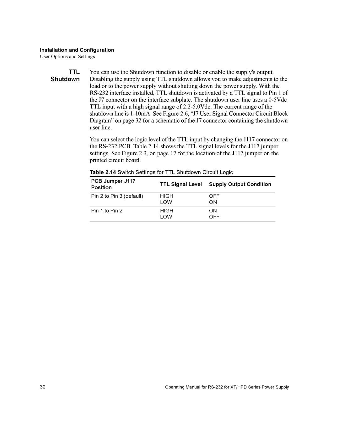 Xantrex Technology RS232-XT, RS232-HPD manual High OFF LOW 