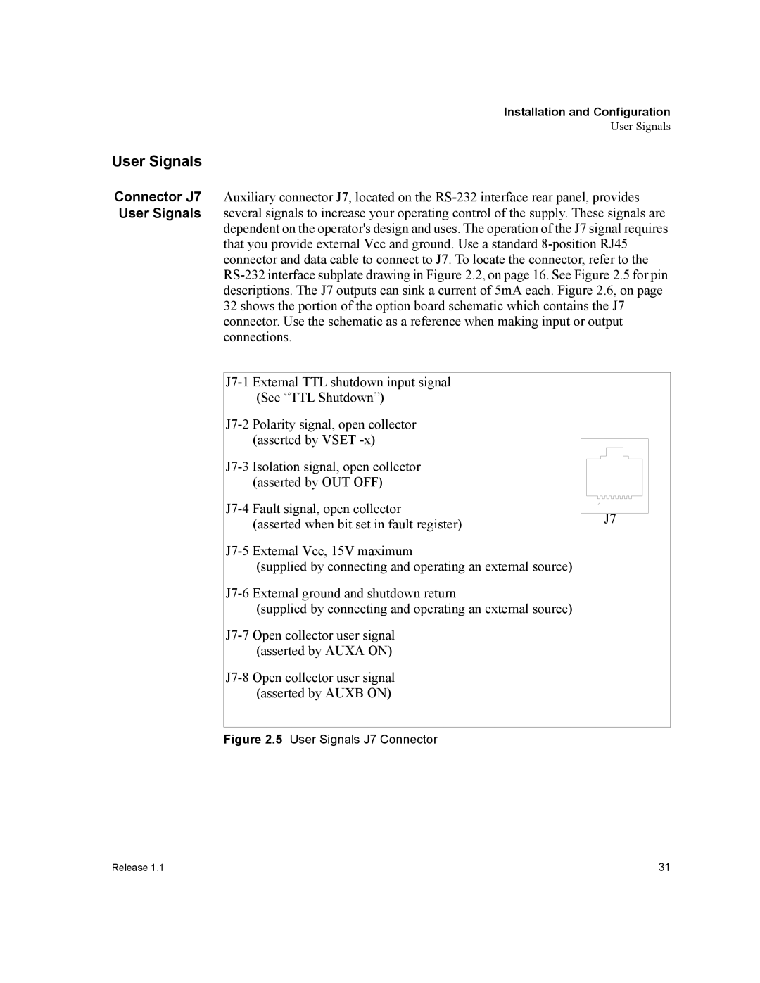 Xantrex Technology RS232-HPD, RS232-XT manual User Signals J7 Connector 