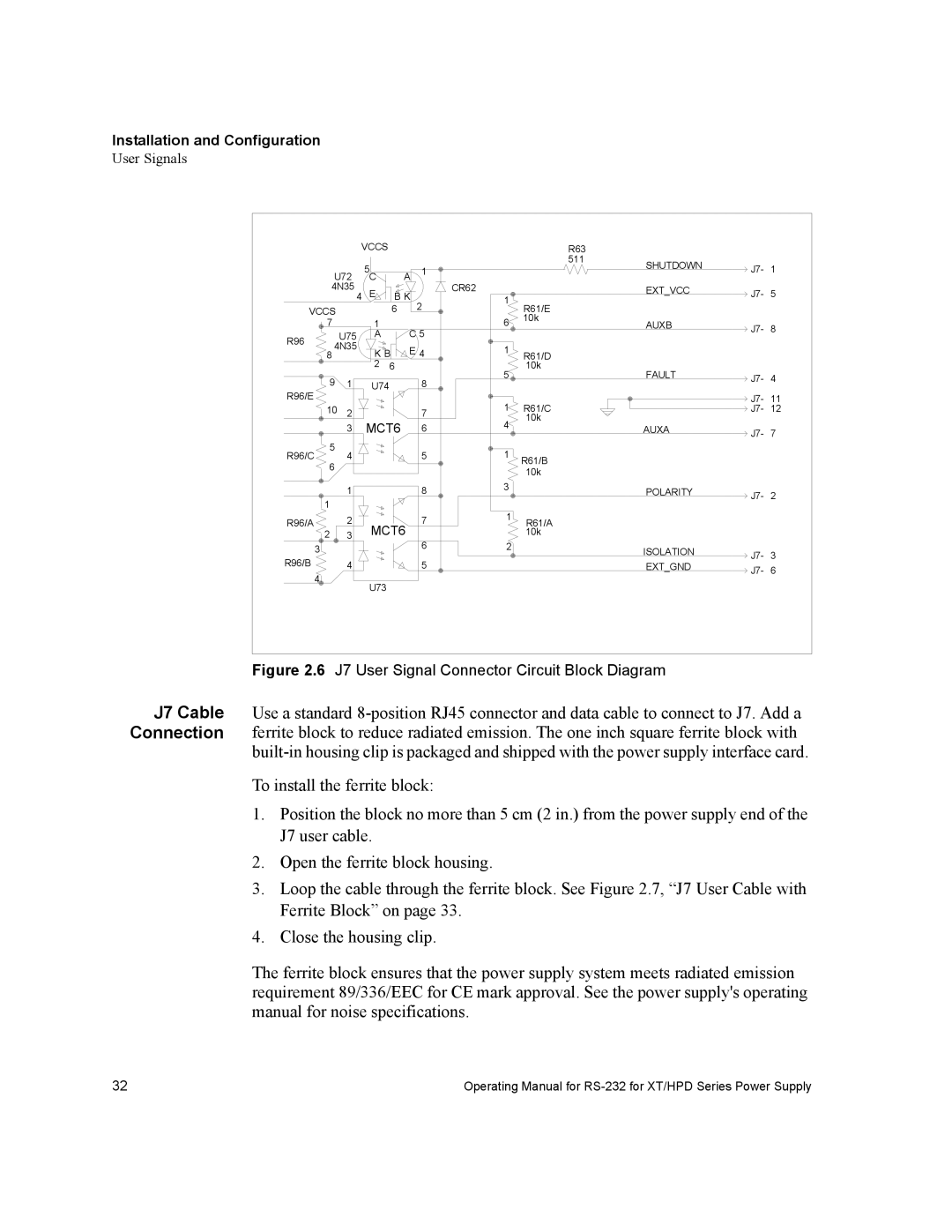 Xantrex Technology RS232-XT, RS232-HPD manual J7 User Signal Connector Circuit Block Diagram 