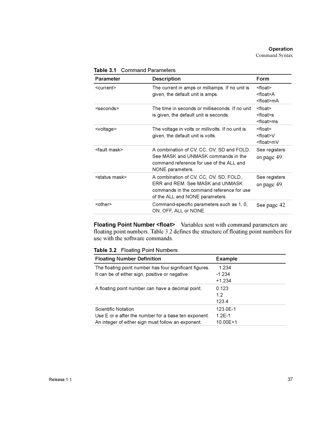 Xantrex Technology RS232-HPD, RS232-XT manual Description Form, Floating Number Definition Example 