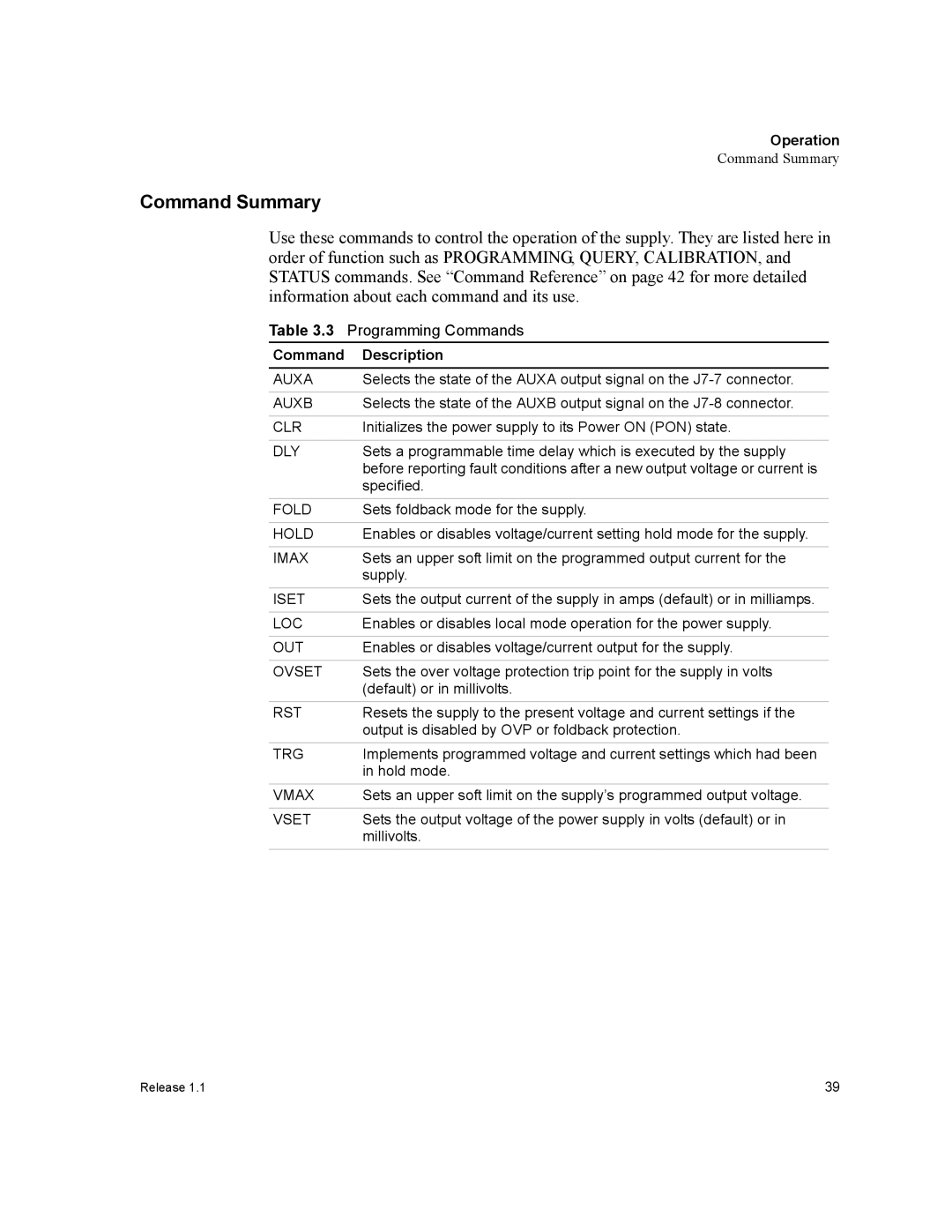 Xantrex Technology RS232-HPD, RS232-XT manual Command Summary, Command Description 