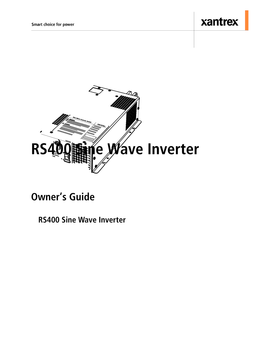 Xantrex Technology manual RS400 Sine Wave Inverter 