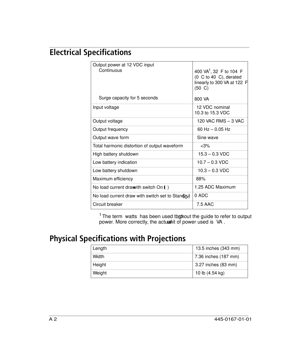 Xantrex Technology RS400 manual Electrical Specifications, Physical Specifications with Projections 