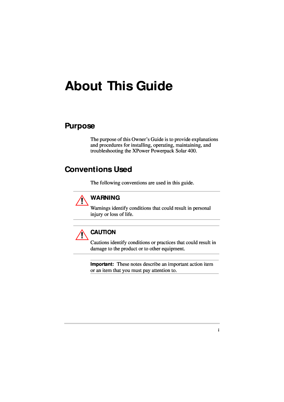Xantrex Technology Solar 400 manual Purpose, Conventions Used, About This Guide 