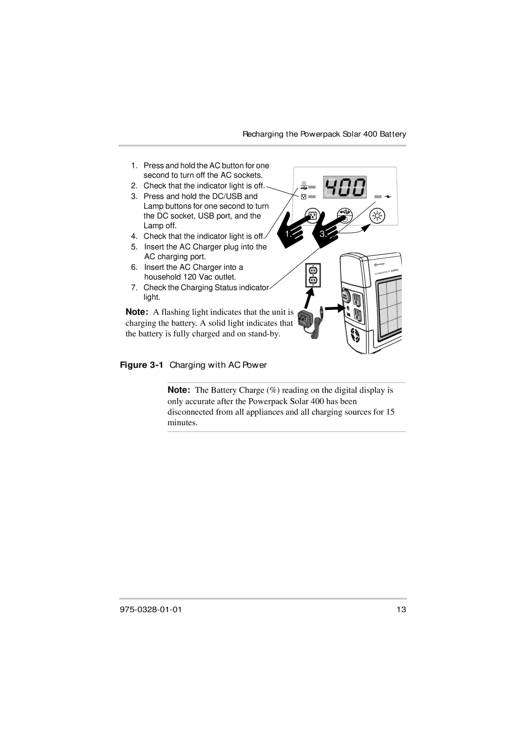 Xantrex Technology Solar 400 manual 1Charging with AC Power 